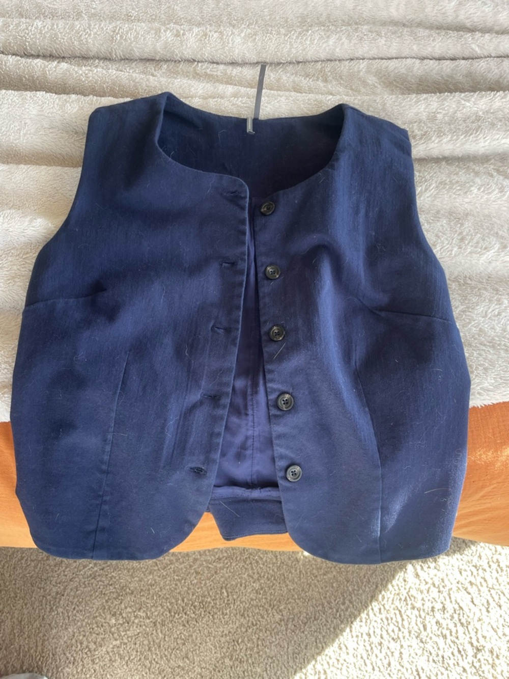 Anthropologie Navy Blue Sleeveless Button Vest